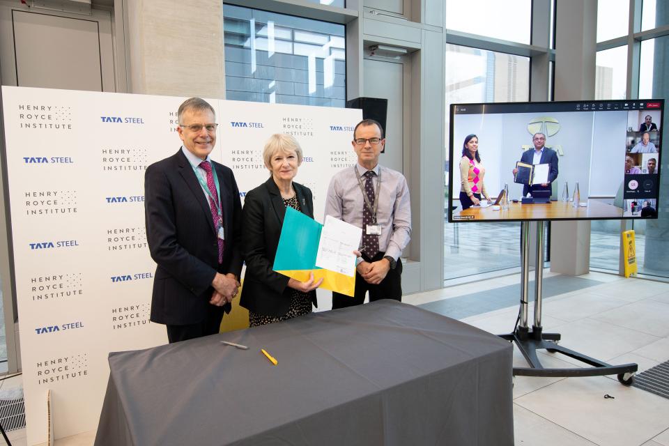 Left to Right - Sir Peter Gregson, Chairperson of Henry Royce Institute; Prof Dame Nancy Rothwell, President of University of Manchester; Prof David Knowles, CEO, Henry Royce Institute