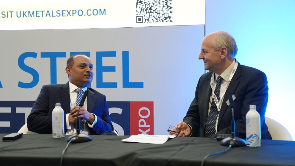 CEO Rajesh Nair talking to show host Lord Rupert Redesdale